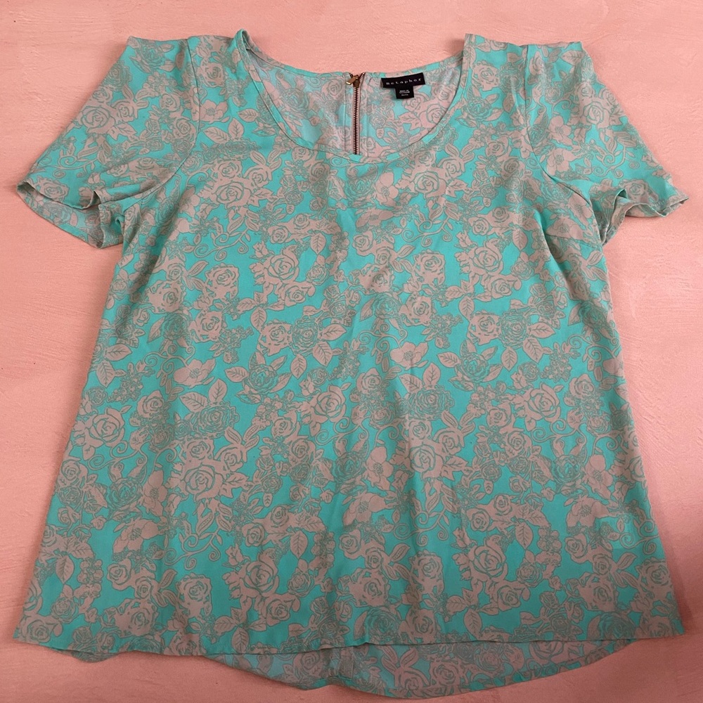 Short sleeve blouse mint green and blush